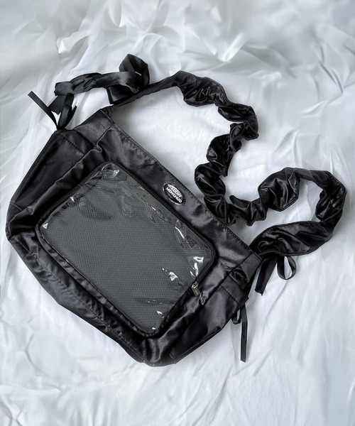 ショルダーバッグ バッグ ギャザーサテンリボン痛バッグ レディース