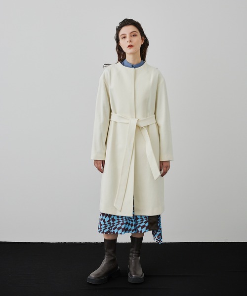 「UNITED TOKYO」 ノーカラーコート 1 アイボリー レディース_画像4