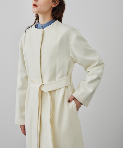 「UNITED TOKYO」 ノーカラーコート 1 アイボリー レディース_画像6