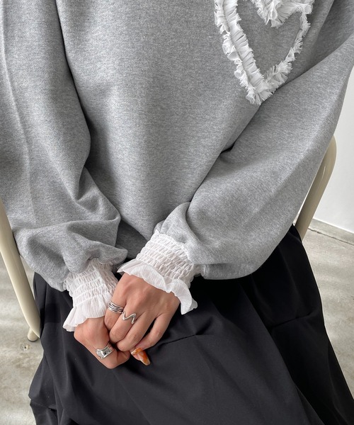 antic rag トレーナー スウェット ハートレースモチーフ