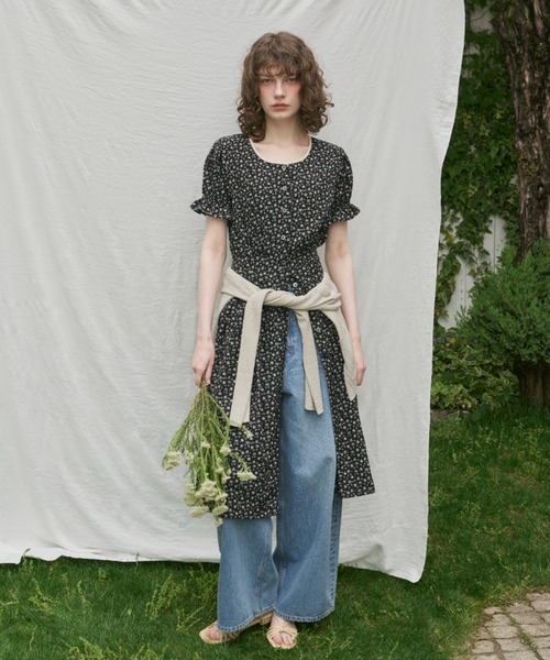 ジウノン　 フロントオープンフラワードレス GIUNON ワンピース front open flower dress / フロントオープン