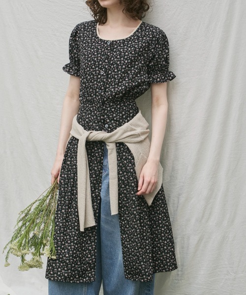 ジウノン　 フロントオープンフラワードレス GIUNON ワンピース front open flower dress / フロントオープン