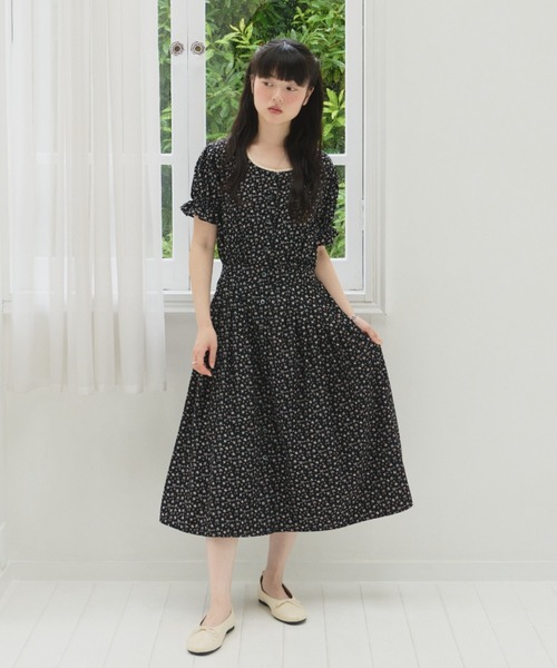 GIUNON ワンピース front open flower dress / フロントオープン