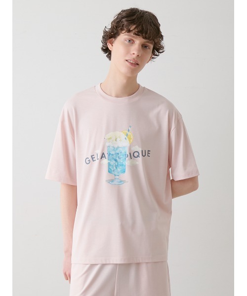 すぐ届く gelato pique 【冷感 ルームウェア】ICE CREAM Tシャツ gelato pique パジャマ 「HOMME」「接触冷感」レーヨンアイス