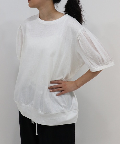 tシャツ やさしいTシャツ「異素材MIXカットソー」 レディース
