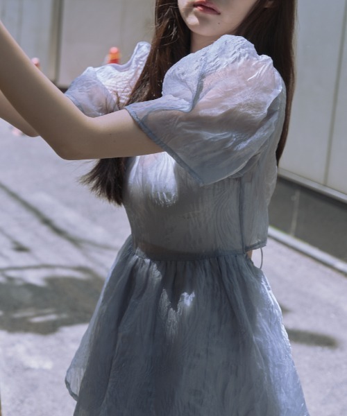 HONEY MI ブラウス シャツ 「ZOZO限定」jacquard puff sleeve