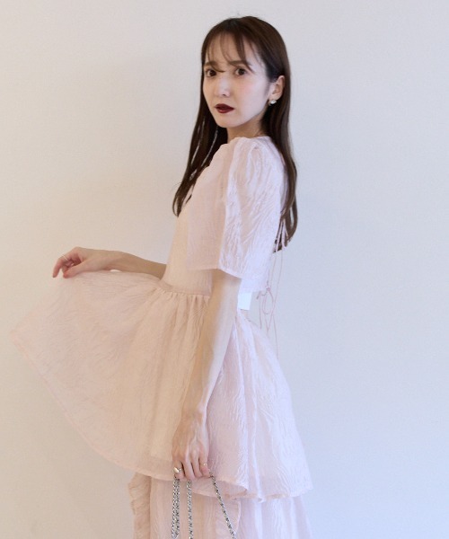 Honey mi Honey - honey mi honey オーガンジーパフスリーブブラウス HONEY MI ブラウス シャツ 「ZOZO限定」jacquard puff sleeve