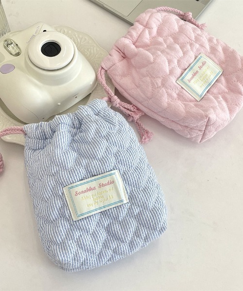 巾着＆ポーチ♡ポメラニアン＆レディ pyornim ポーチ ハートキルティング巾着ポーチ レディース