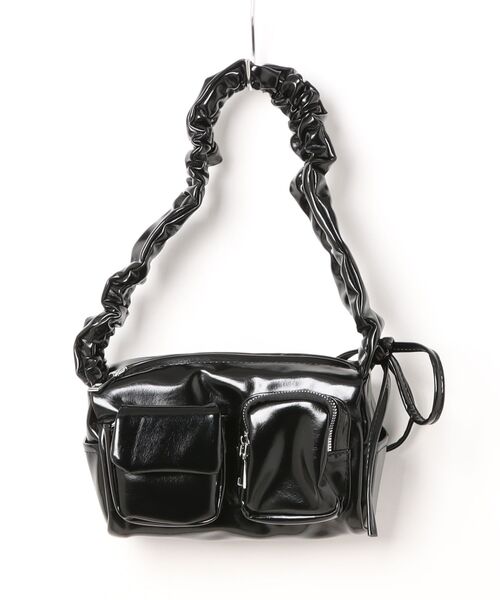 【お値下げ済み】美品 ペレボルサ エナメル 2WAYショルダーバッグ 黒 軽量 Chiina ショルダーバッグ バッグ / 2wayエナメルミニショルダー