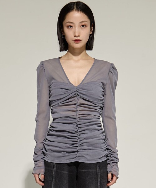 FETICO ギャザートップス FETICO/フェティコ】《STUDIOUS別注》TULLE GATHERED TOP