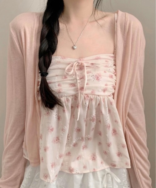 カーディガン 「2点セット」1枚で着映え、セットでこなれ感。花柄