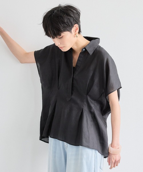美品 バンヤードストーム 麻 リネン100％ ブラウス 黒 ゆったり シャツ 美品 バンヤードストーム 麻 リネン100％ ブラウス 黒 ゆったり