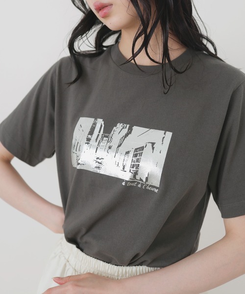 LIAN（リアン） tシャツ 半袖 シルバー箔プリントコンパクトT