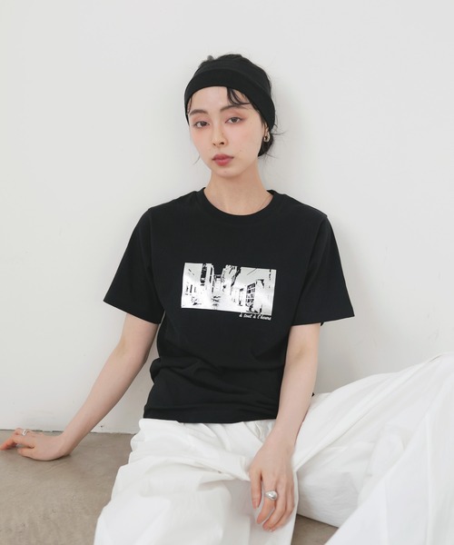 LIAN（リアン） tシャツ 半袖 シルバー箔プリントコンパクトT