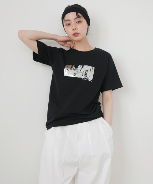 LIAN（リアン） tシャツ 半袖 シルバー箔プリントコンパクトT