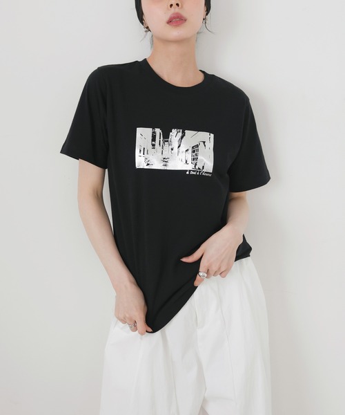 LIAN（リアン） tシャツ 半袖 シルバー箔プリントコンパクトT