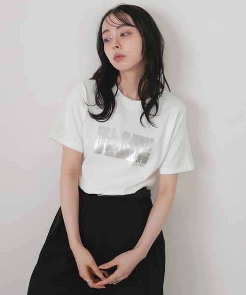 LIAN（リアン） tシャツ 半袖 シルバー箔プリントコンパクトT