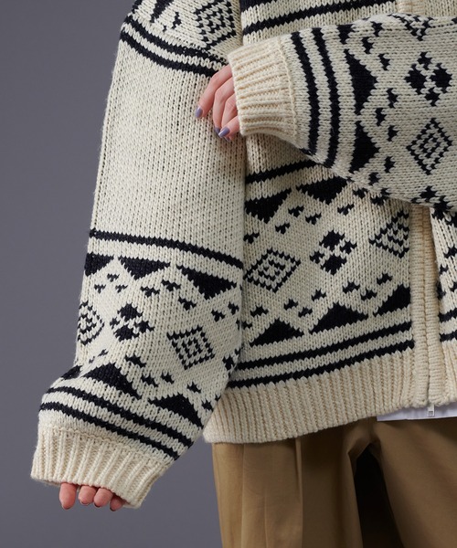 「ONCILY」 ニットカーディガン LARGE ネイビー メンズ_画像8