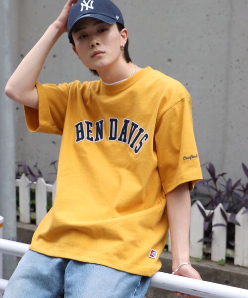 「BEN DAVIS」 半袖Tシャツ MEDIUM イエロー メンズ