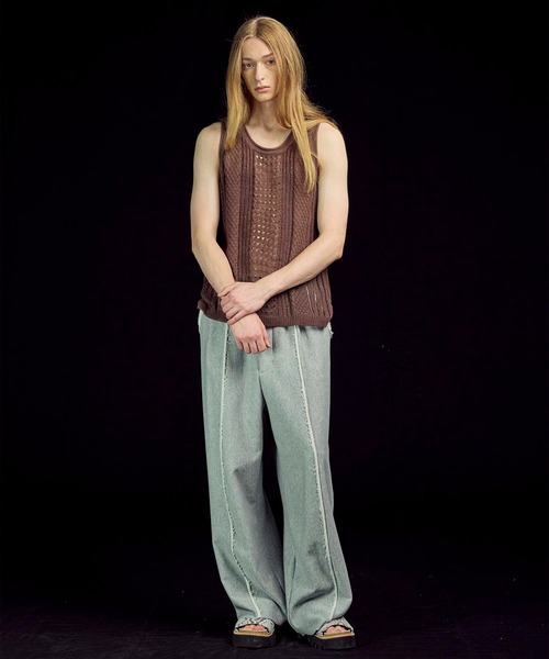 2way Neck Sheer Docking Tank Top/2WAYネックシアードッキング