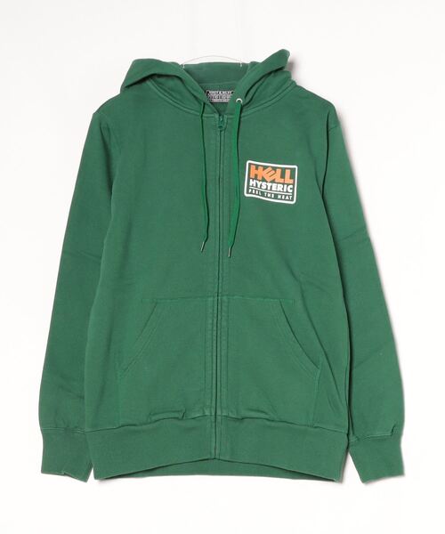 ヒステリックグラマー　ジップアップパーカー　グリーン HYSTERIC GLAMOUR 「HYSTERIC GLAMOUR」 ジップアップパーカー X