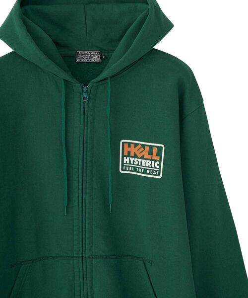 ヒステリックグラマー ジップアップパーカー グリーン HYSTERIC GLAMOUR 「HYSTERIC GLAMOUR」 ジップアップパーカー X