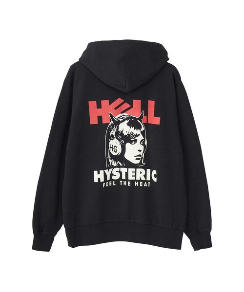 ヒステリックグラマー　ジップアップパーカー　グリーン HYSTERIC GLAMOUR 「HYSTERIC GLAMOUR」 ジップアップパーカー X