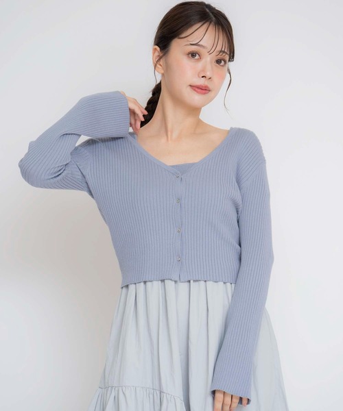 「Noela」 ニットカーディガン フリー サックスブルー レディース
