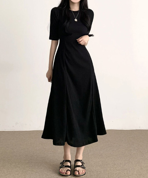 黒 半袖 ワンピース Lサイズ限定/吸水速乾/UVカット/接触冷感/】ストレッチジョーゼット