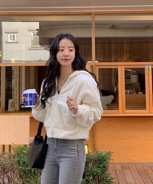 「SONA」 「from.102」ジップアップパーカー ONE SIZE アイボリー レディース_画像4