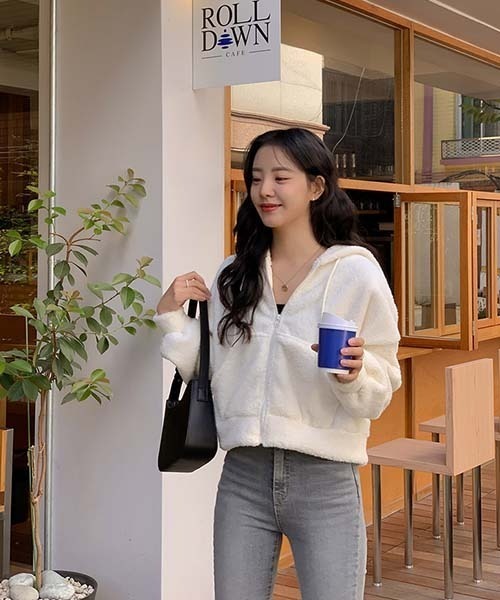 「SONA」 「from.102」ジップアップパーカー ONE SIZE アイボリー レディース_画像5