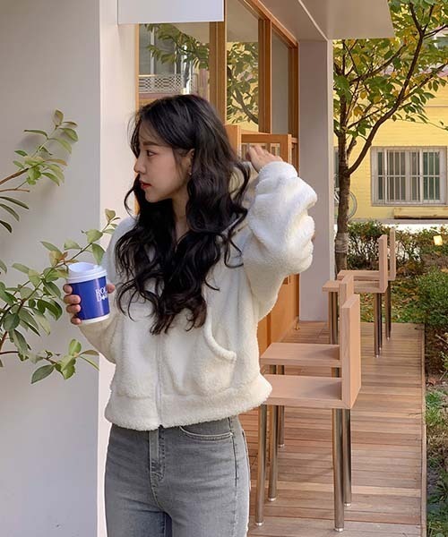 「SONA」 「from.102」ジップアップパーカー ONE SIZE アイボリー レディース_画像6