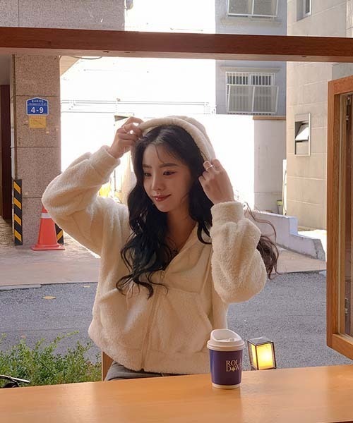 「SONA」 「from.102」ジップアップパーカー ONE SIZE アイボリー レディース_画像8