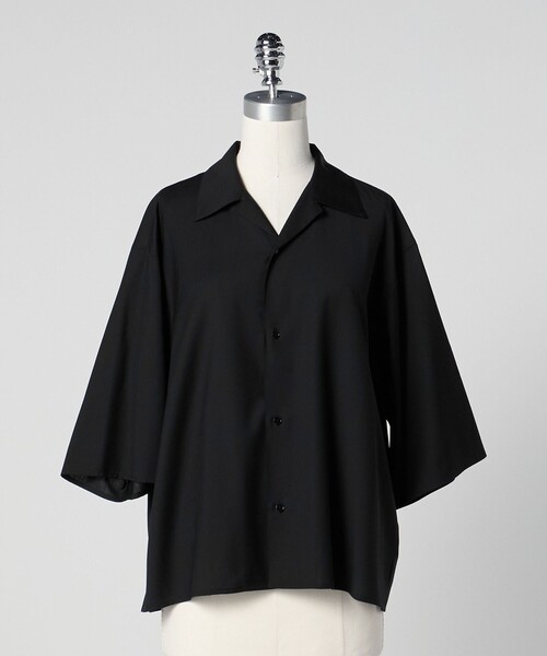 ☆ロエフ LOEFF トロピカルウール スキッパー ノースリーブ ブラウス