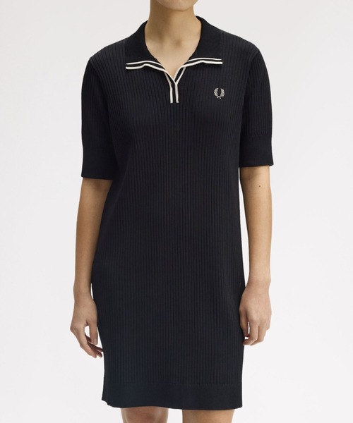 FRED PERRY ワンピース Ribbed Knitted Polo Dress／リブニット