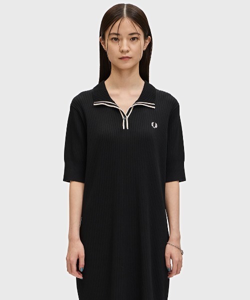 フレッドペリー リブニットポロシャツワンピース FRED PERRY ワンピース Ribbed Knitted Polo Dress／リブニット