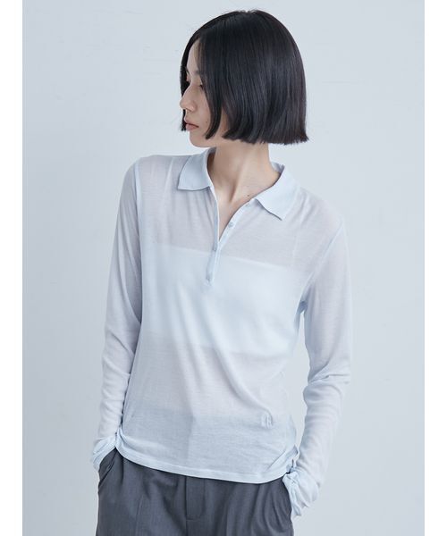 MIESROHE（ミースロエ） tシャツ シアーフライスポロカットトップス