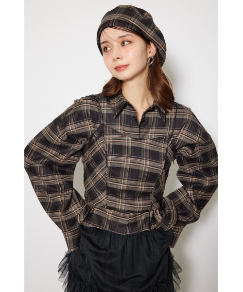 そむ様ご購入予定品 rienda ブラウス シャツ フロントショートチェックシャツ 秋服