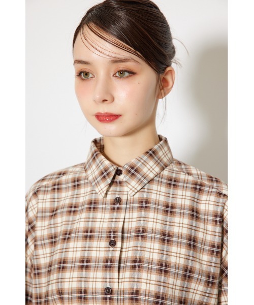 そむ様ご購入予定品 rienda ブラウス シャツ フロントショートチェックシャツ 秋服