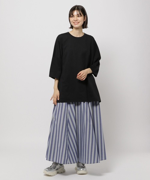 「niko and...」 7分袖カットソー MEDIUM ネイビー レディース