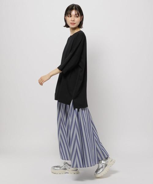 「niko and...」 7分袖カットソー MEDIUM ネイビー レディース