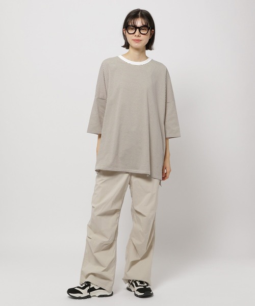 「niko and...」 7分袖カットソー MEDIUM ネイビー レディース