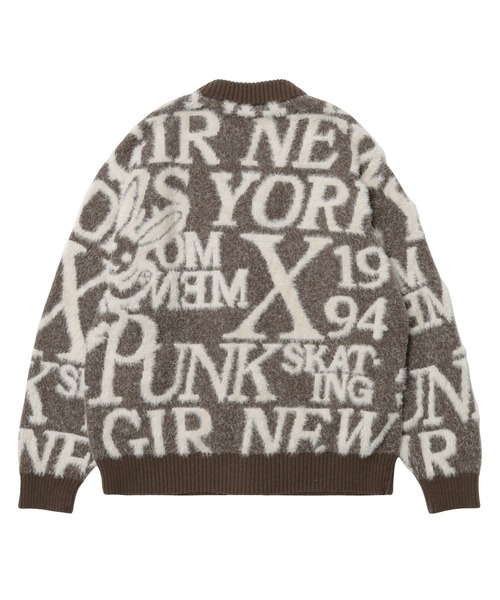 X-girl（エックスガール） カーディガン LOGO AND BUNNY JACQUARD KNIT
