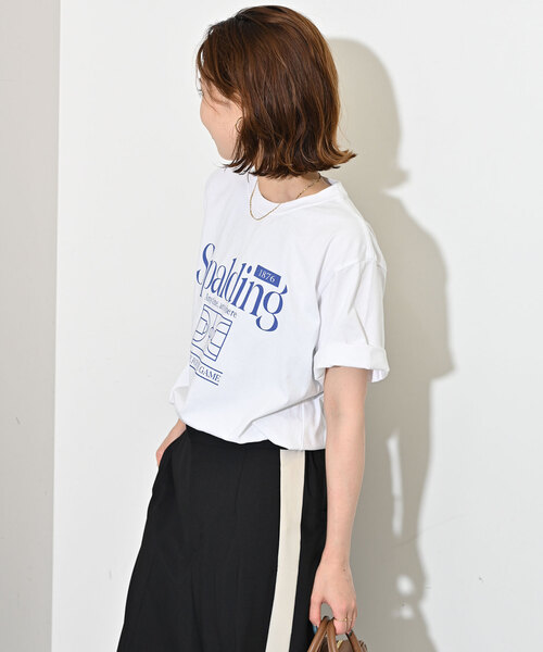【未使用に近い】SLOBE IENA ホワイト 半袖シャツ フリーサイズ SLOBE IENA（スローブイエナ） 「SPALDING」半袖Tシャツ FREE ホワイト