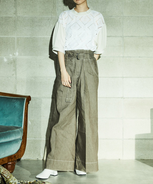 「alcali」 半袖カットソー FREE オフホワイト レディース_画像6