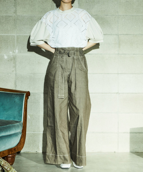 「alcali」 半袖カットソー FREE オフホワイト レディース_画像9