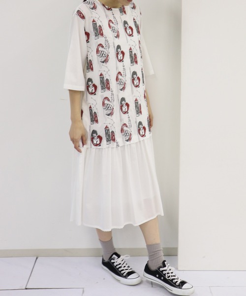 「haupia」 半袖ワンピース MEDIUM ネイビー レディース_画像2