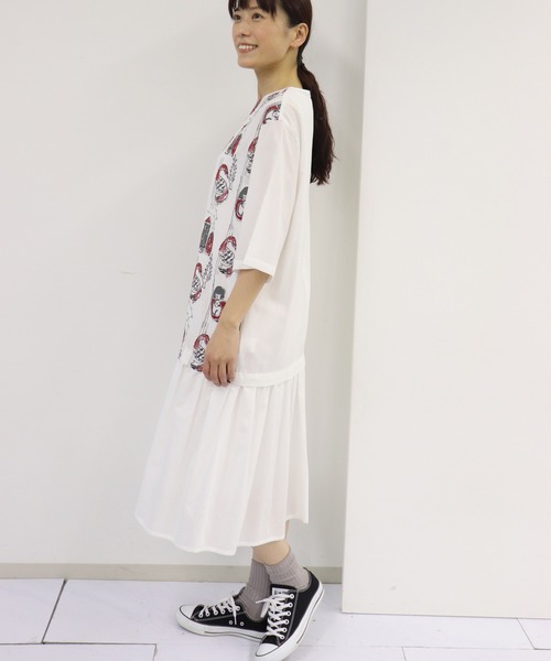 「haupia」 半袖ワンピース MEDIUM ネイビー レディース_画像4