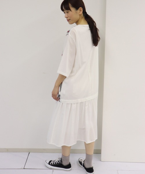 「haupia」 半袖ワンピース MEDIUM ネイビー レディース_画像5