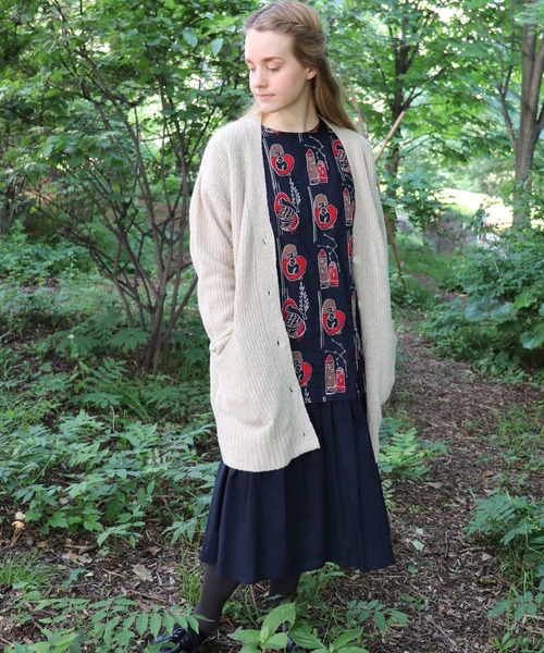 「haupia」 半袖ワンピース MEDIUM ネイビー レディース_画像6